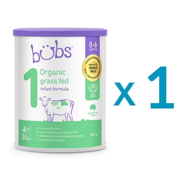 Bubs Organic Step 1 Powdered Milk (0-6 months), Large Can, 800g, Grass-Fed (1)